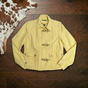 Lauren Ralph Lauren Yellow Cotton Linen Lobster Clasp Jacket